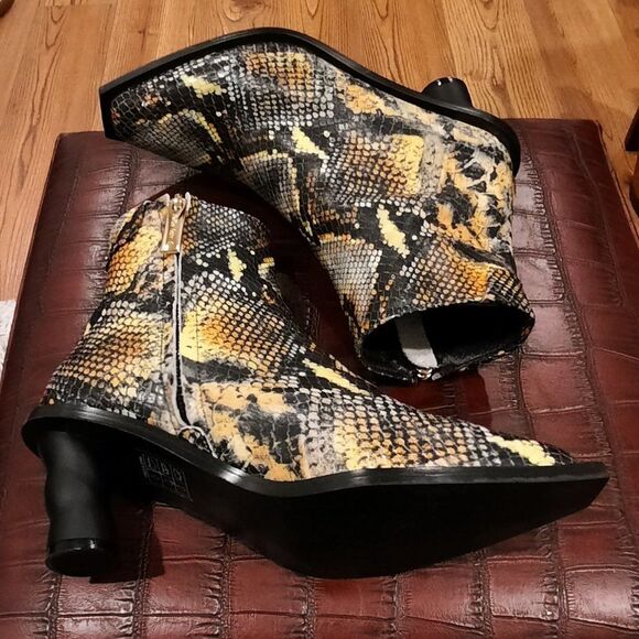 Reike Nen Womens Leather Python Ankle Boots In Multicolor Wave heel - Picture 5 of 8